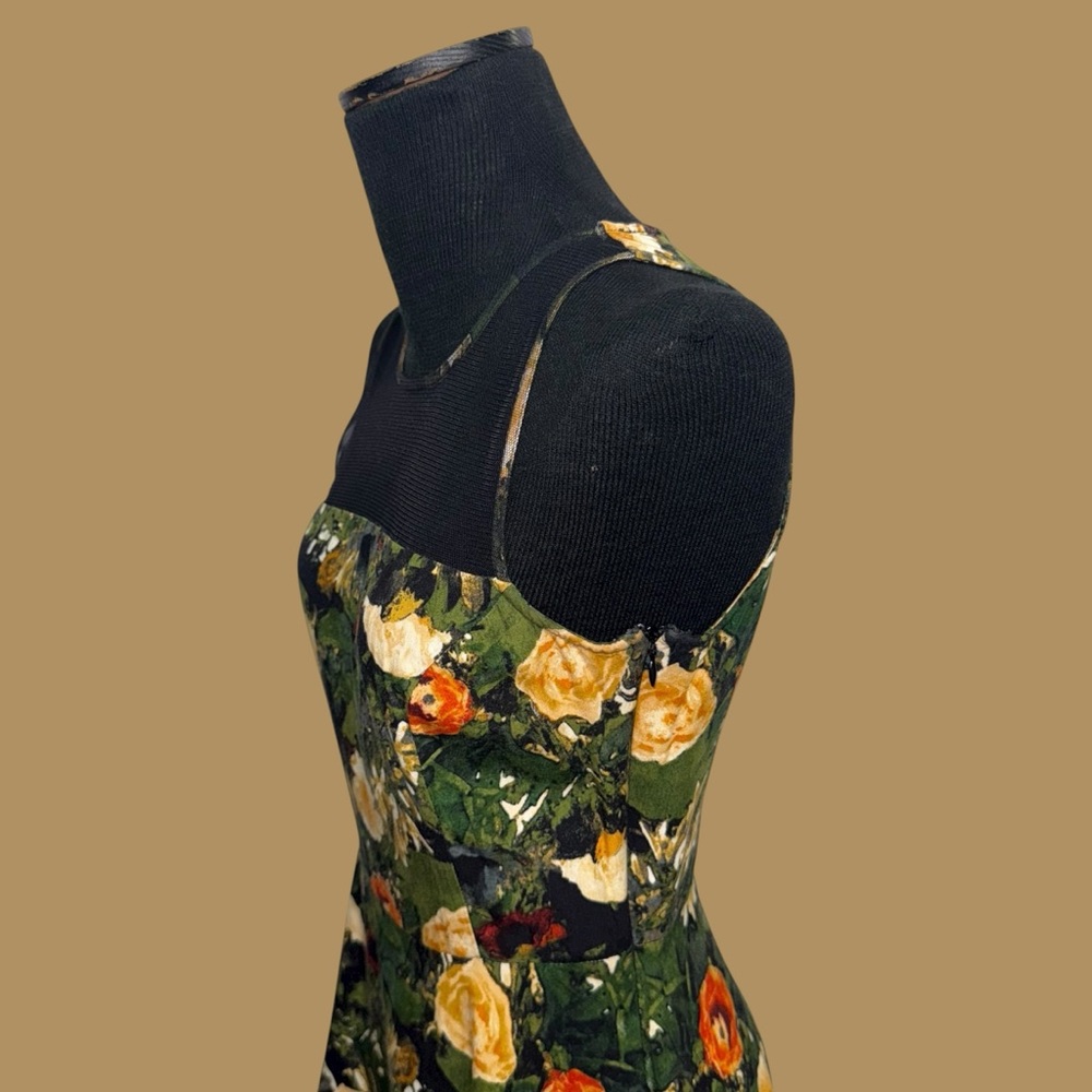 Jack Floral Mesh Panel Dress - Green and Orange - Picture 9 of 16